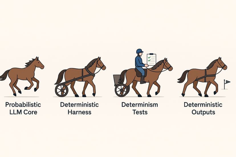 Image of a powerful horse harnessed to a cart, symbolizing controlled strength.